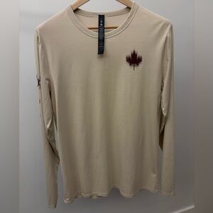 Lululemon Olympic Team Canada Long Sleeve T-Shirt Beige Cotton Stretch Large
